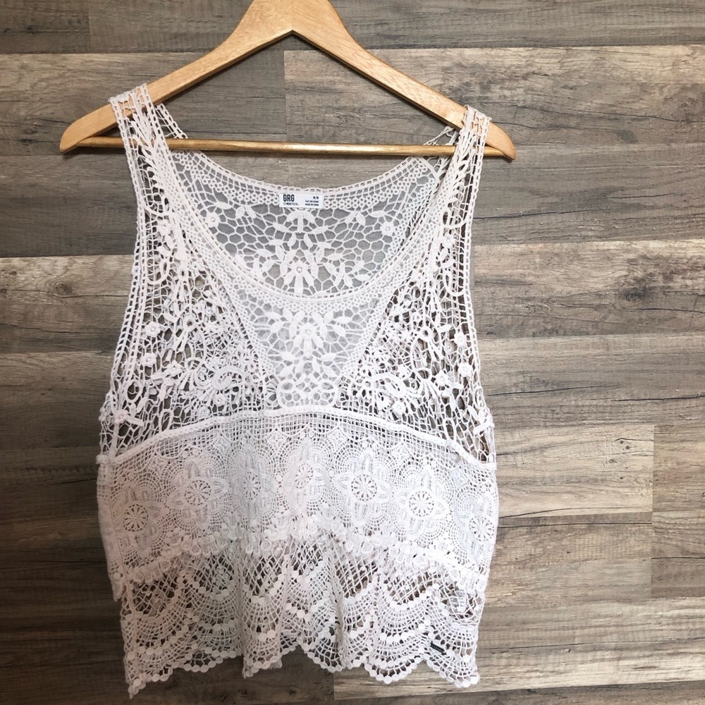 White Lace Sleeveless Top